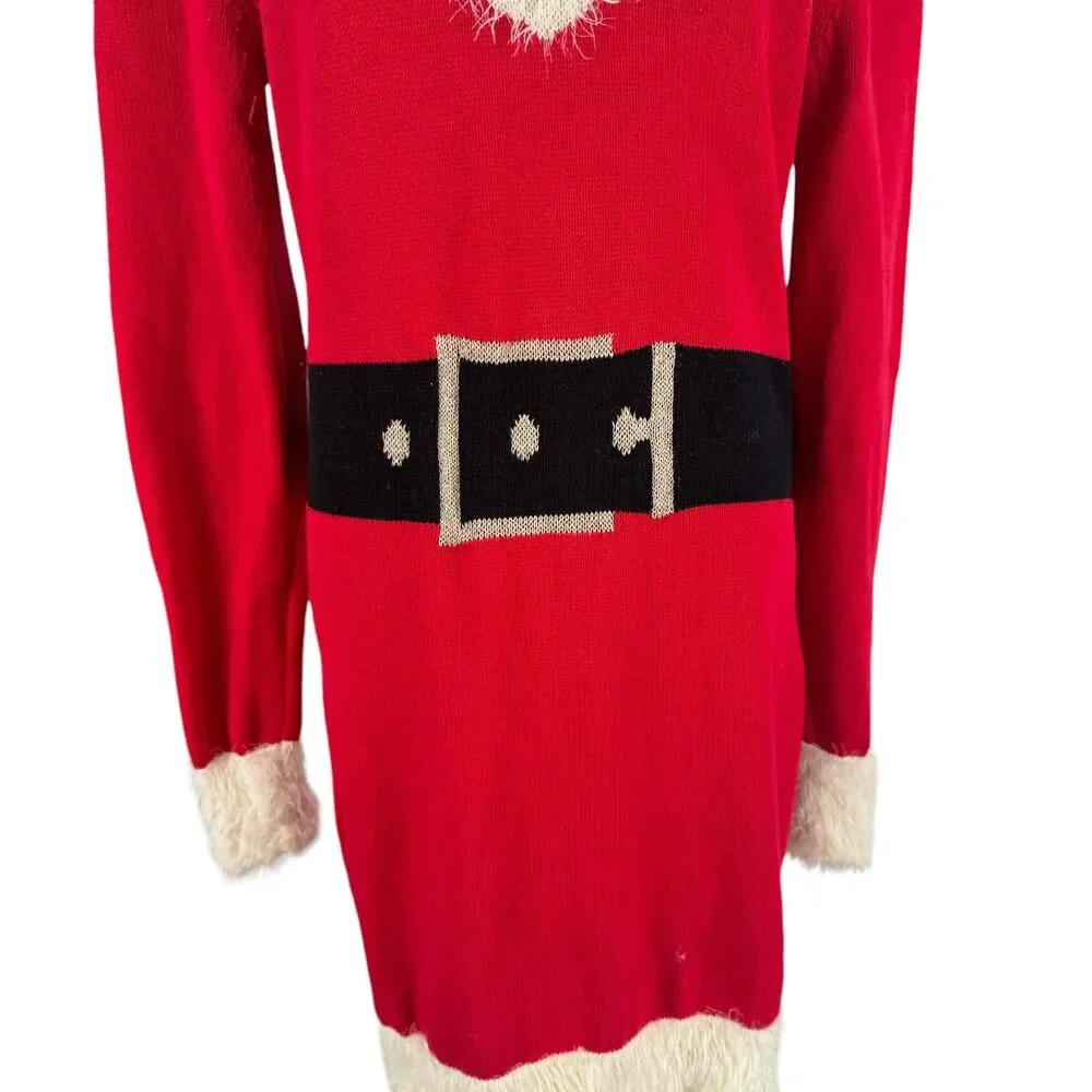 Sweater Project Red Santa Knit Sweater Dress Large Santacon Holiday Christmas - Picture 3 of 14